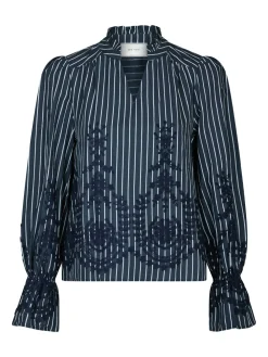 Online Amara Stripe Emb Bluse, , 40 Dame Bluser & Skjorter