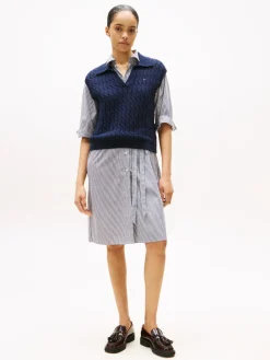Tommy Hilfiger Cable Mid Polo Vest, , XXL-Dame Veste