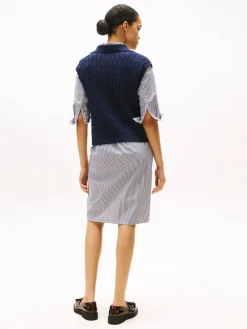 Tommy Hilfiger Cable Mid Polo Vest, , XXL-Dame Veste