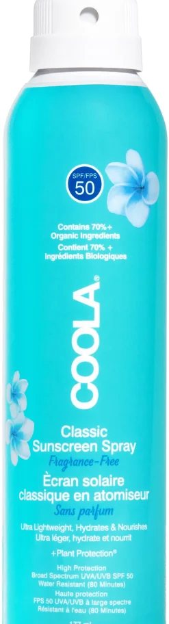 Coola Classic Body Spray Fragrance-Free, SPF 50, 177 ml- Solbeskyttelse