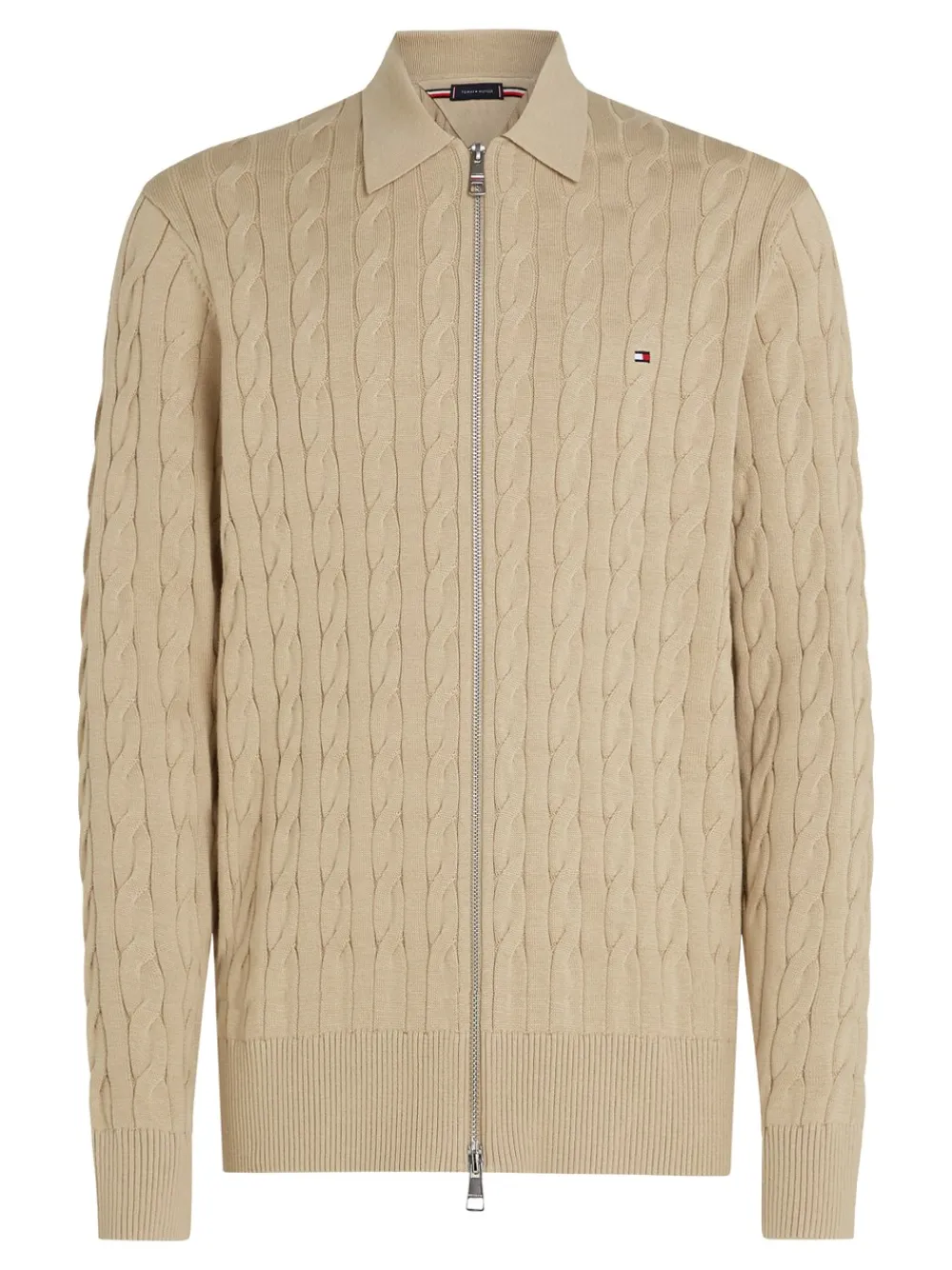 Tommy Hilfiger Classic Cable Polo Zip Cardigan, , 3XL- Cardigans