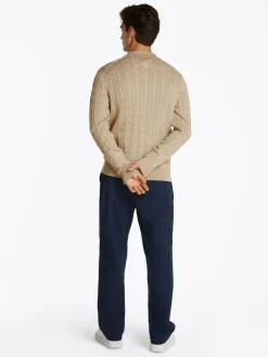 Tommy Hilfiger Classic Cable Polo Zip Cardigan, , 3XL- Cardigans