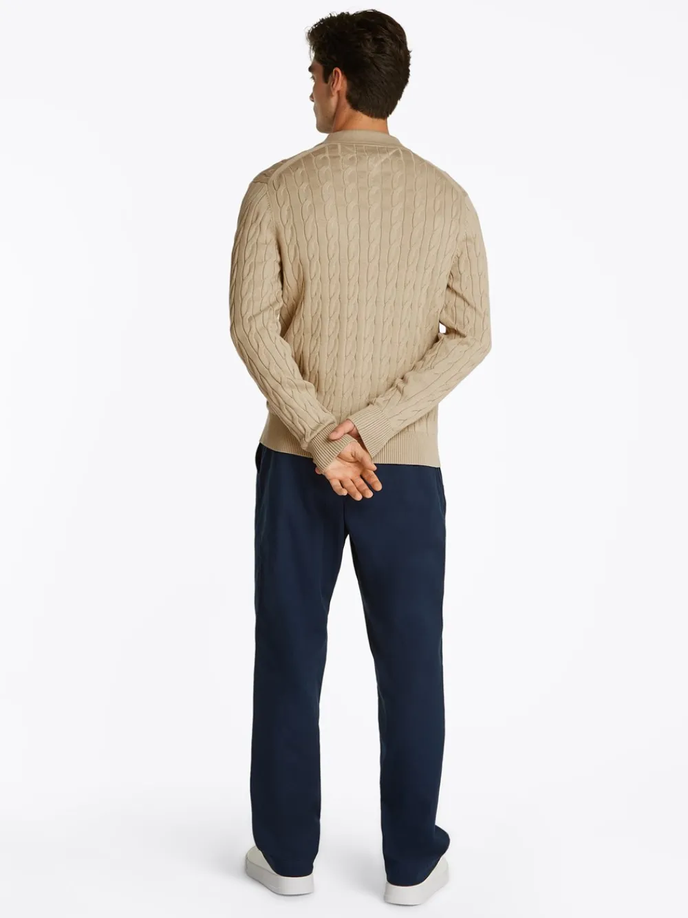 Tommy Hilfiger Classic Cable Polo Zip Cardigan, , 3XL- Cardigans