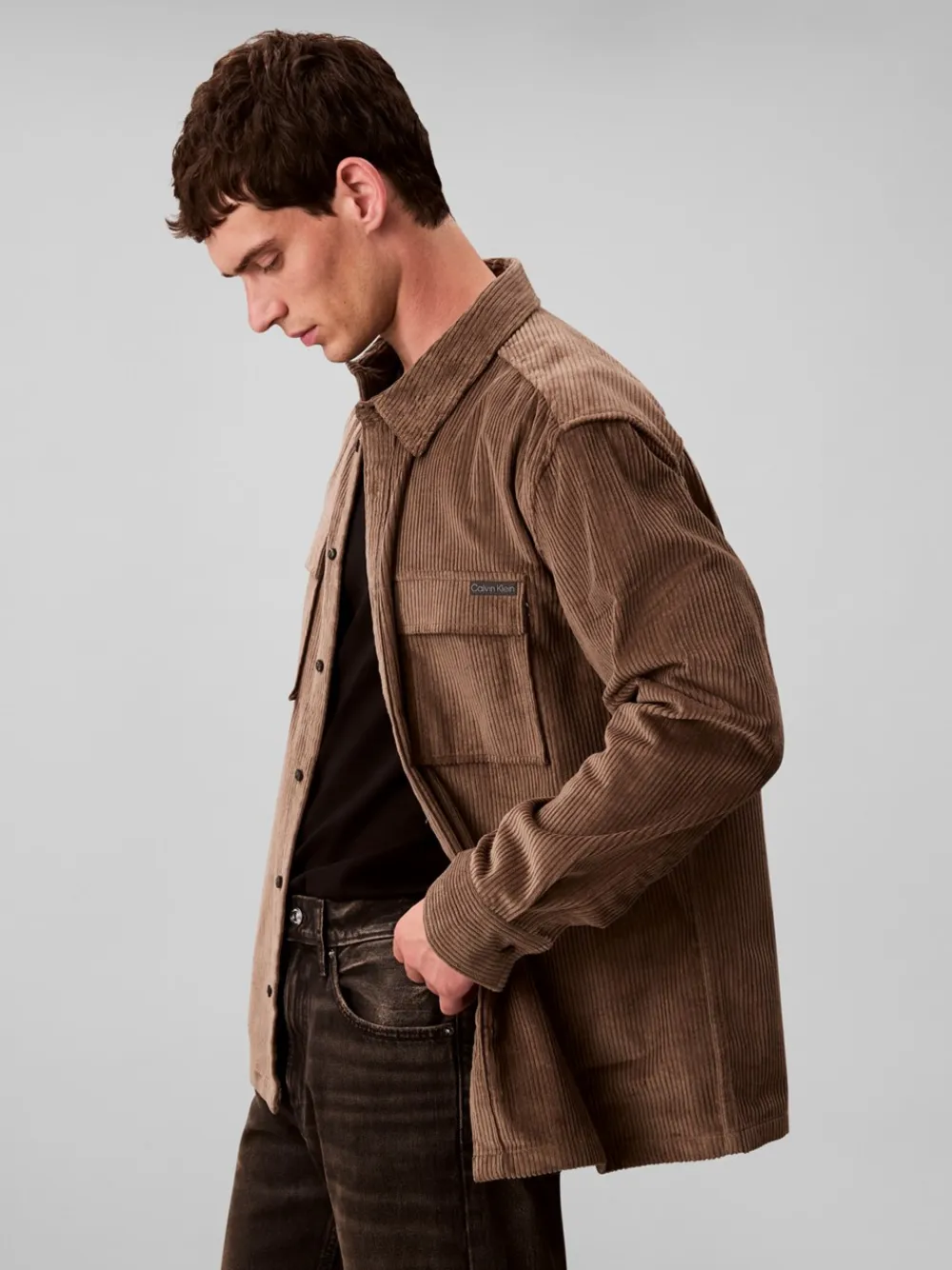 Calvin Klein Jeans Corduroy Pocket Relaxed Overshirt, , L- Overshirts