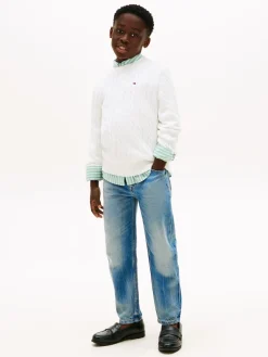 Tommy Hilfiger Cotton Cable Sweater, , 164 cm-Børn Strik & Sweatshirts