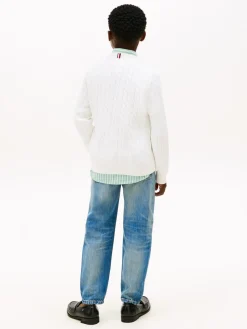 Tommy Hilfiger Cotton Cable Sweater, , 164 cm-Børn Strik & Sweatshirts