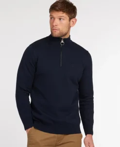 Barbour Cotton Half Zip Striktrøje, , S- Strik