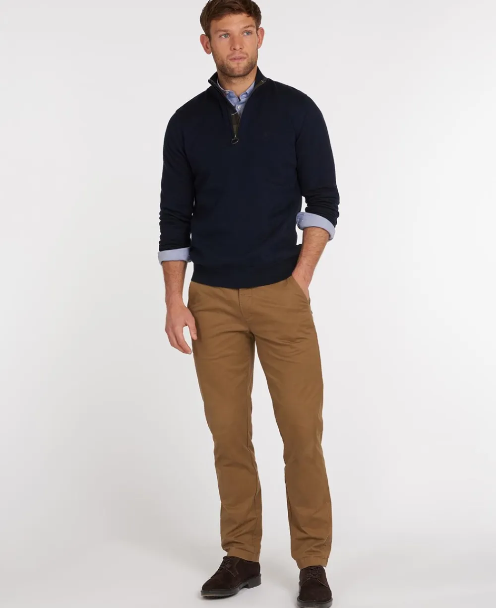 Barbour Cotton Half Zip Striktrøje, , S- Strik