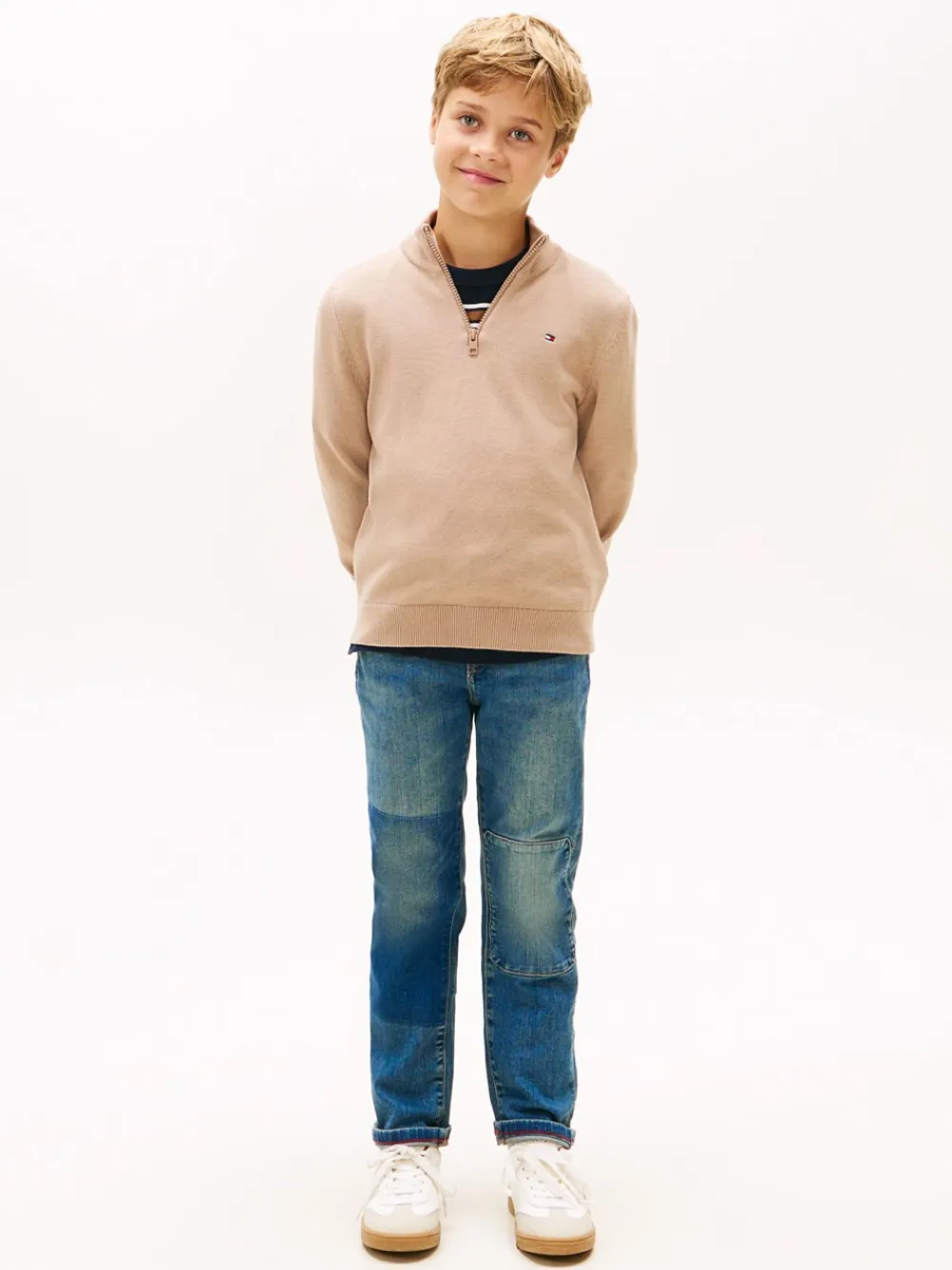 Online Cotton Half Zip Sweater, , 152 cm Børn Strik & Sweatshirts