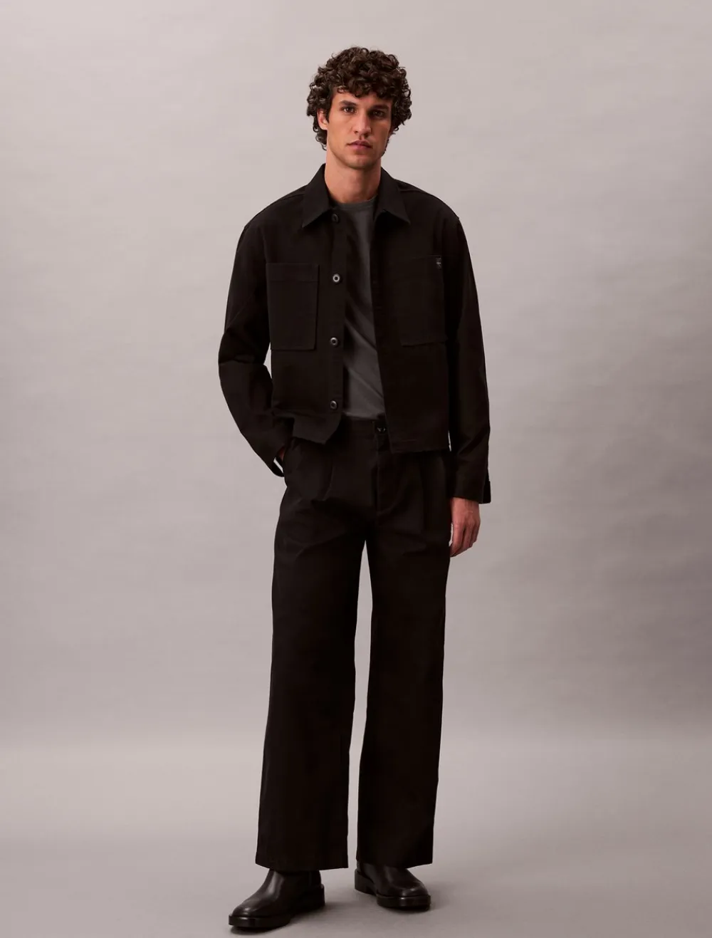 Calvin Klein Cotton Pleated Half Elastic Bukser, , 34- Bukser & Chinos