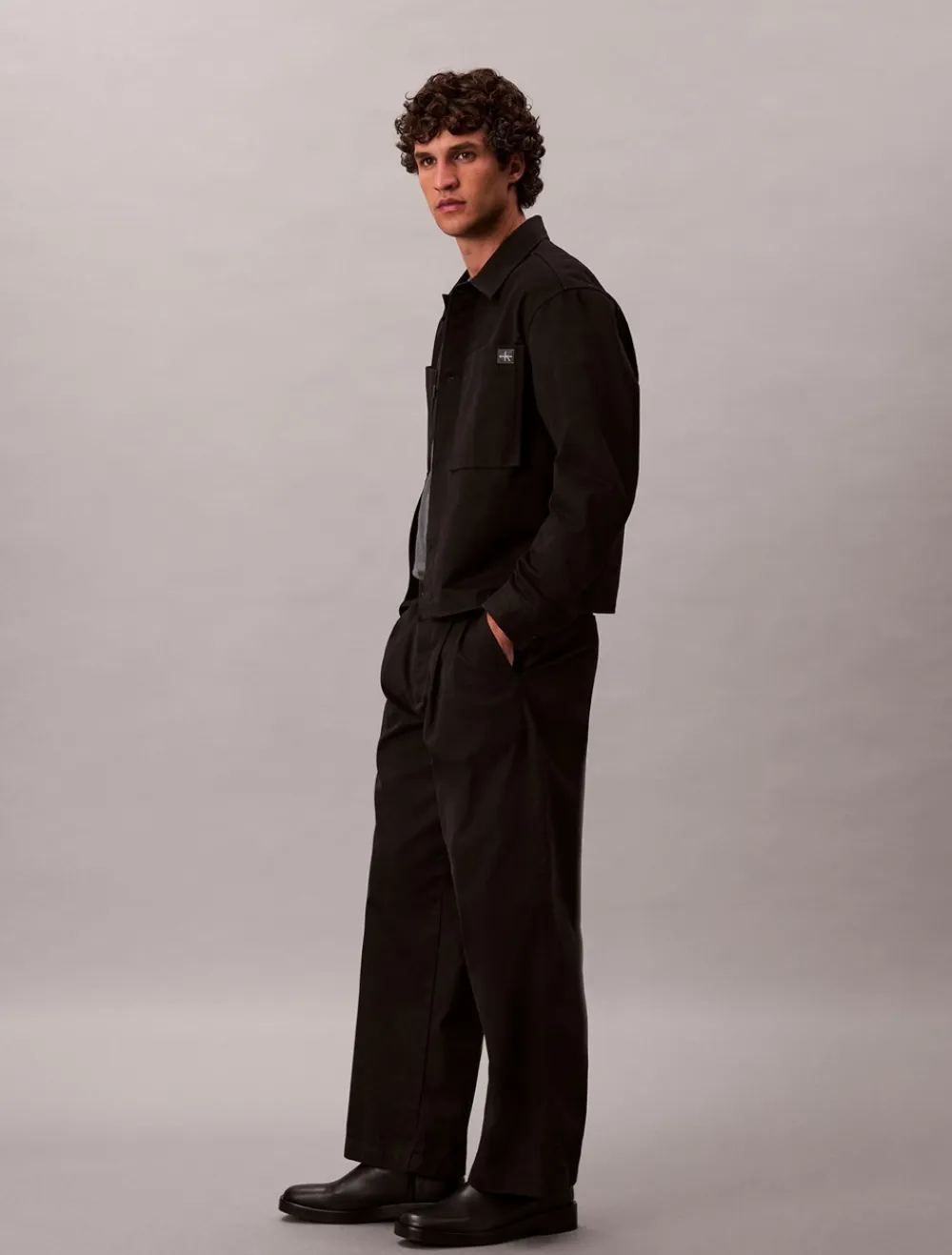 Calvin Klein Cotton Pleated Half Elastic Bukser, , 34- Bukser & Chinos