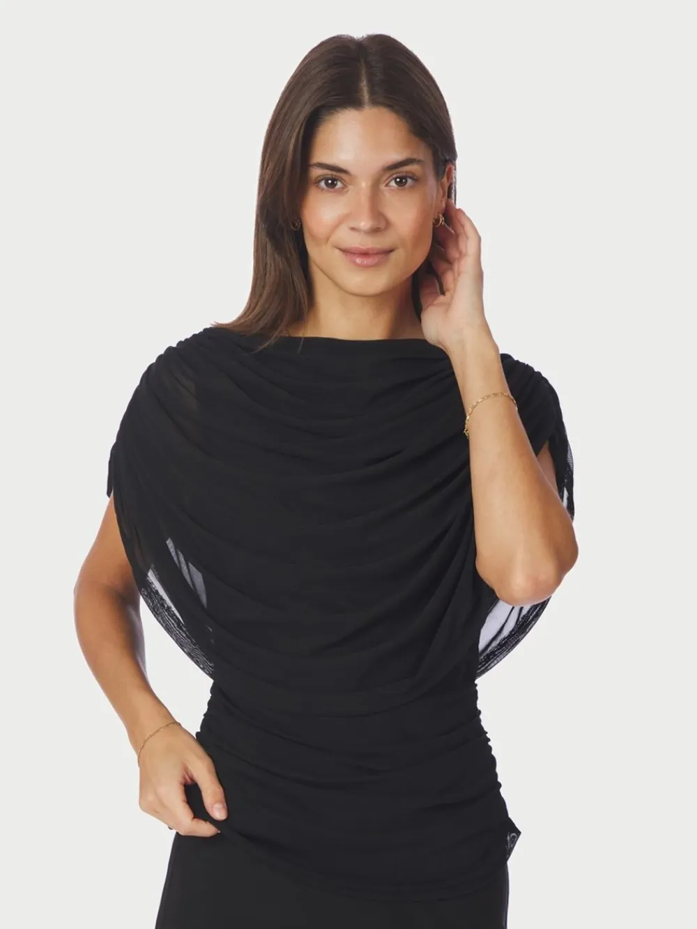 Neo Noir Cottuna Drapy Mesh Top, , 36-Dame Bluser & Skjorter