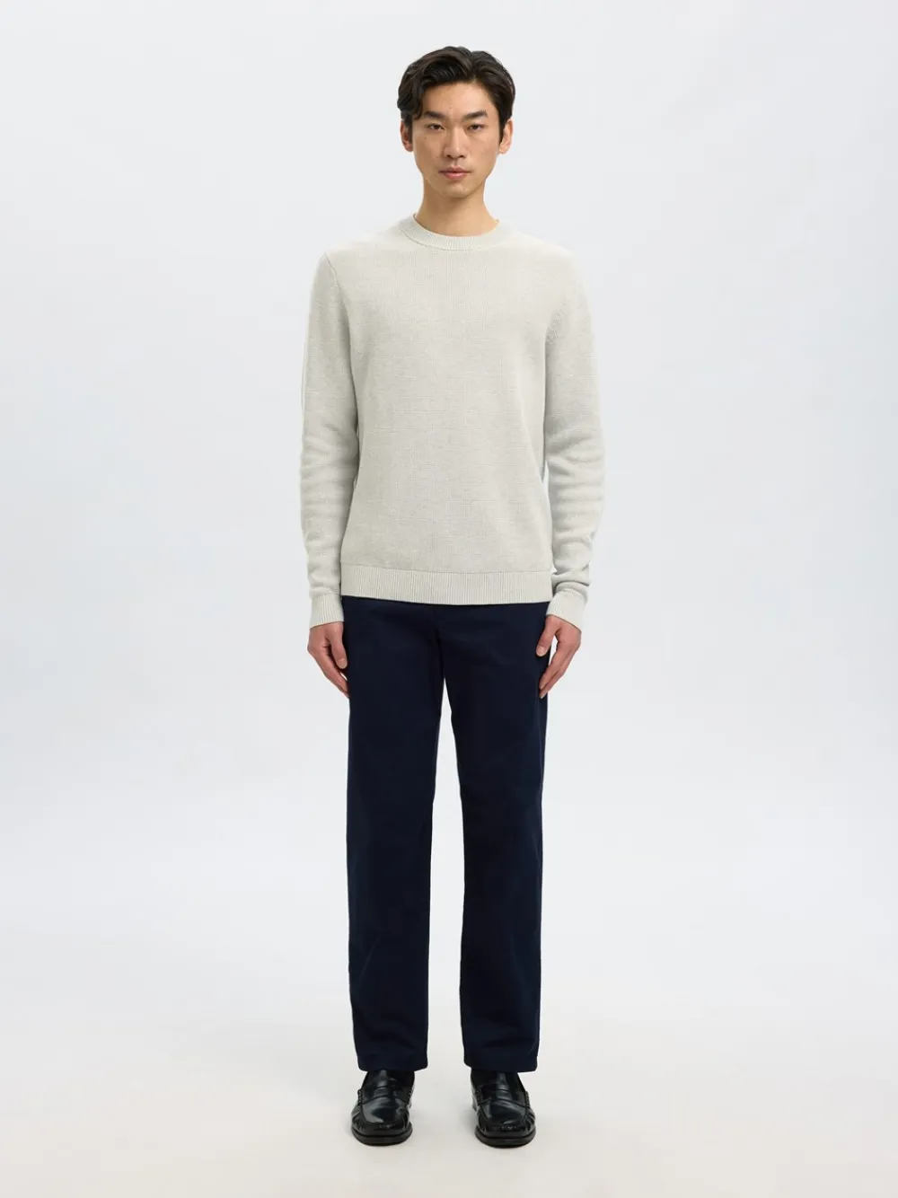 Selected Homme Dane Structure Crew Neck Striktrøje, , L- Strik