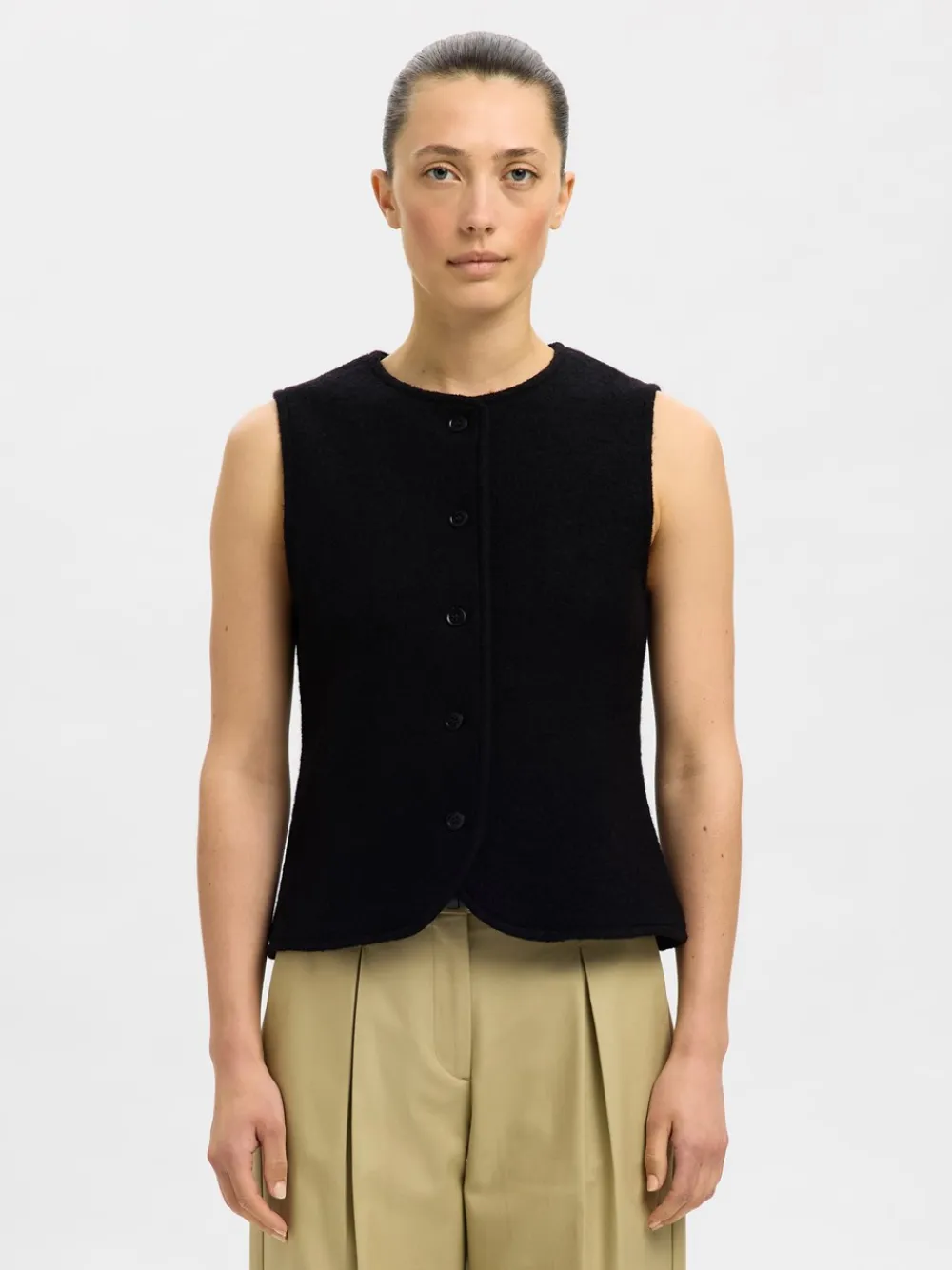 Selected Women Darla Knit Button Vest, , L-Dame Veste