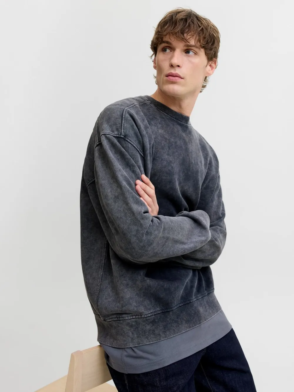 R.D.D. Royal Denim Division Dawson Overdye Crew Neck Sweatshirt, , XXL- Sweatshirts & Trøjer