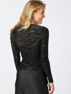 Sale Ella Zebra Burnout Bluse, , 36 Dame Bluser & Skjorter