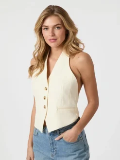 Neo Noir Ezza Structure Halterneck Vest, , 40-Dame Veste