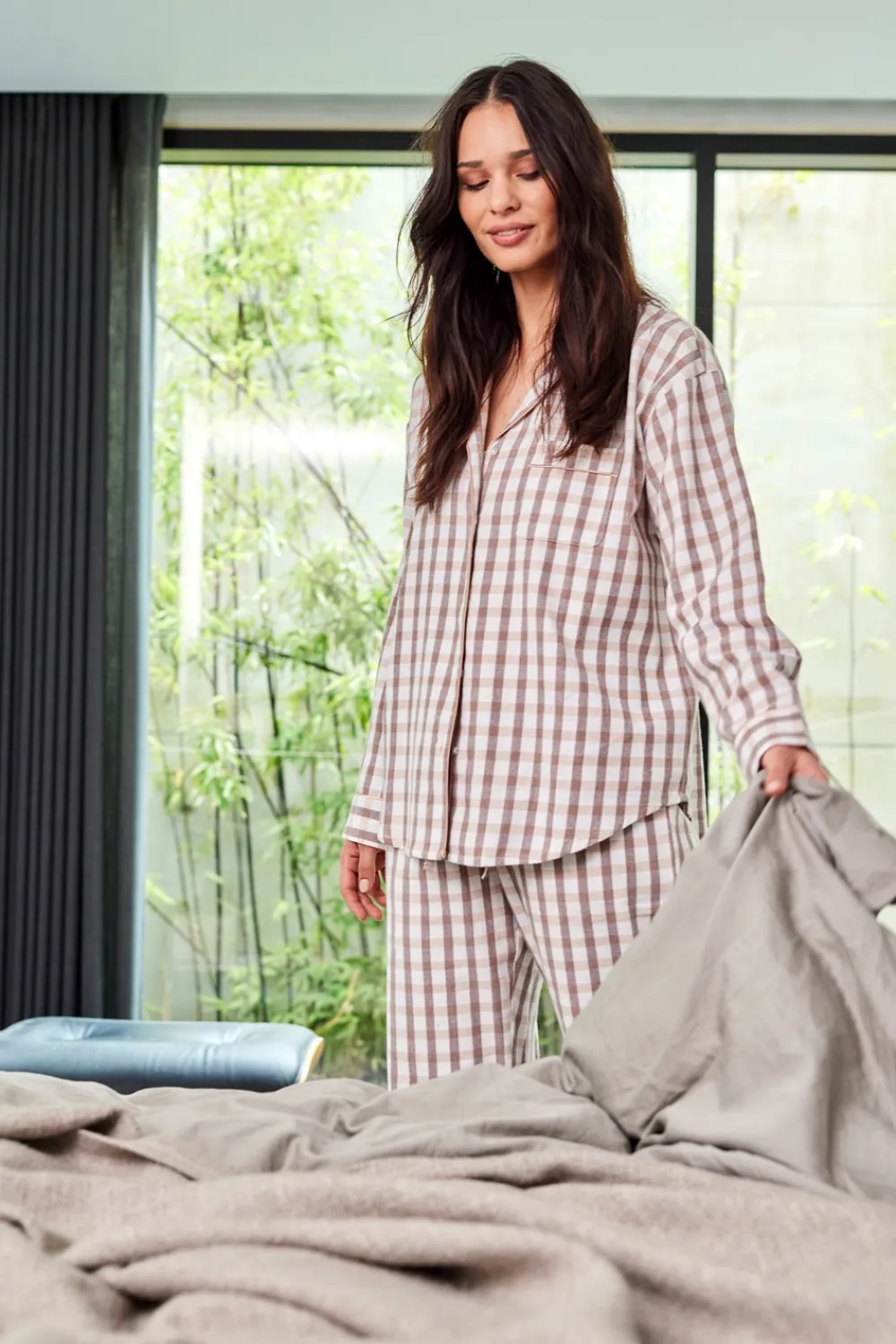 Online Flannel Pyjamasskjorte, , XL Dame Loungewear