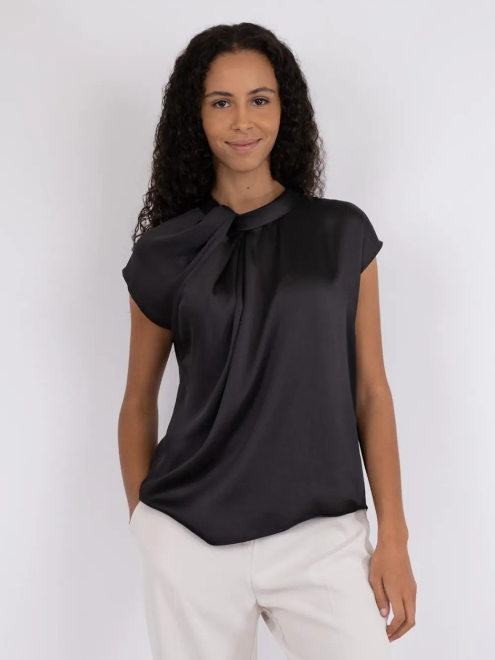 Best Fleur Drapy Satin Bluse, , 38 Dame Bluser & Skjorter