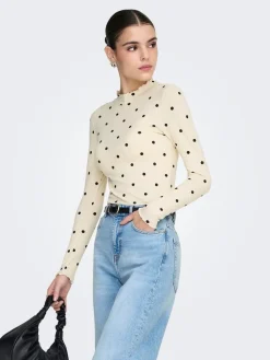 JDY Fransiska Life Langærmet Højhalset Bluse, , L-Dame T-Shirts & Toppe