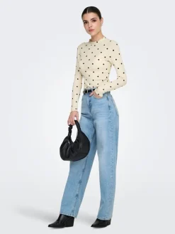 JDY Fransiska Life Langærmet Højhalset Bluse, , L-Dame T-Shirts & Toppe