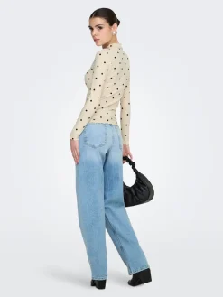 JDY Fransiska Life Langærmet Højhalset Bluse, , L-Dame T-Shirts & Toppe