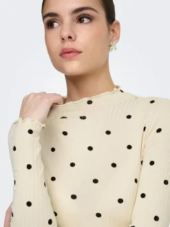 JDY Fransiska Life Langærmet Højhalset Bluse, , L-Dame T-Shirts & Toppe