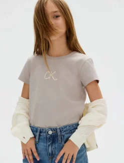 Calvin Klein Glitter Slim T-shirt, , 152 cm-Børn T-Shirts & Toppe