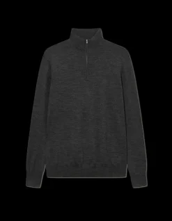 Les Deux Greyson Half-Zip Merino Striktrøje, , XL- Strik