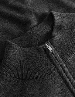 Les Deux Greyson Half-Zip Merino Striktrøje, , XL- Strik
