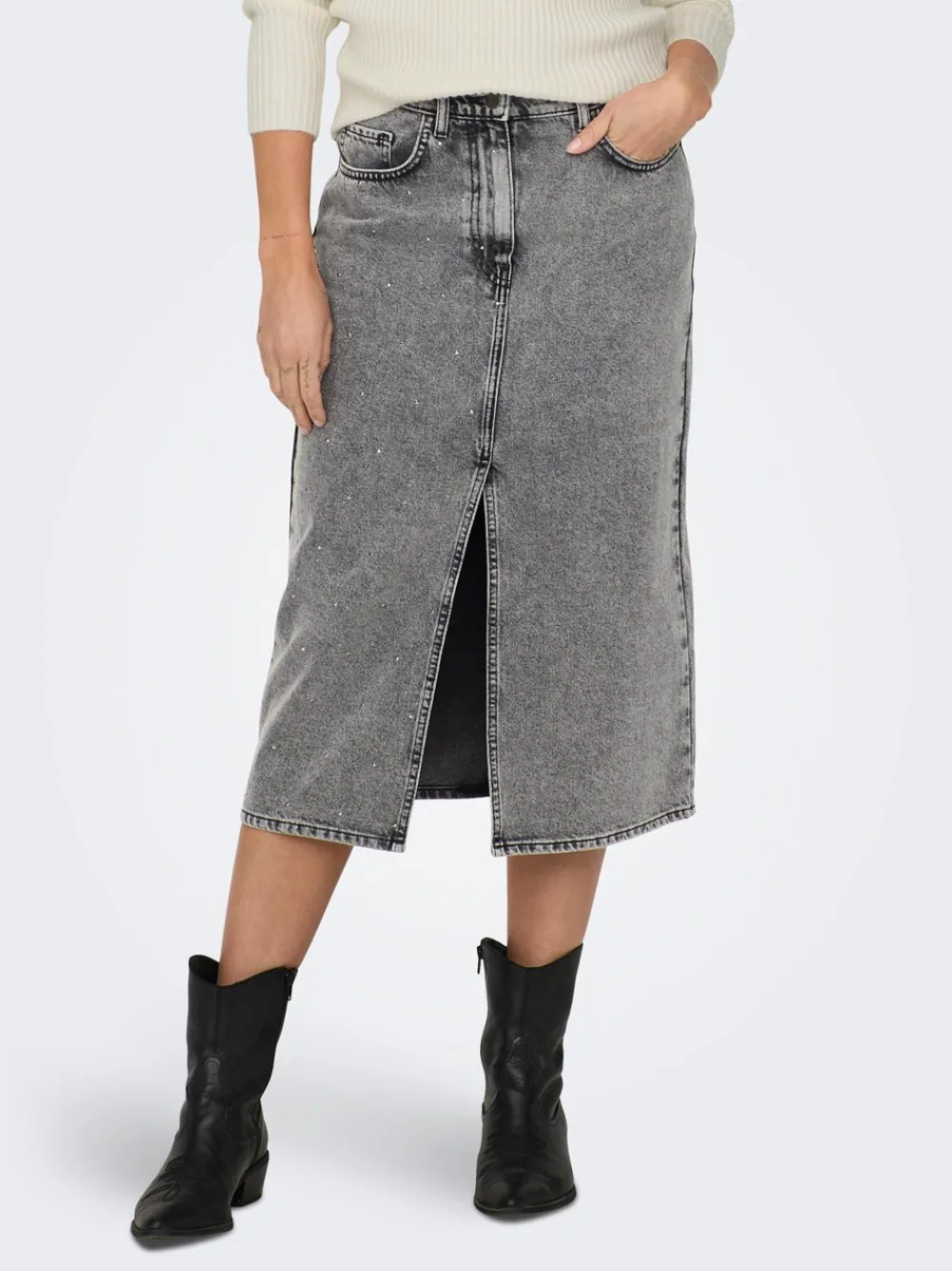 ONLY Gry Højtaljet Denimnederdel, , M-Dame Nederdele