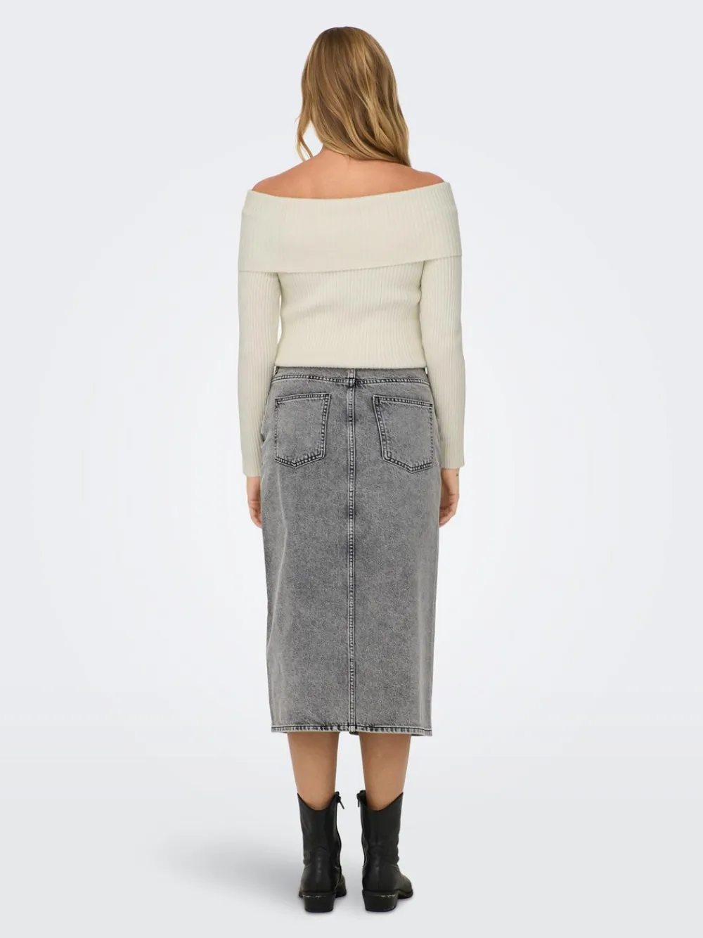 ONLY Gry Højtaljet Denimnederdel, , M-Dame Nederdele
