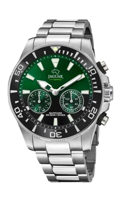 Jaguar Hybrid J888 Herreur, Stål/Grøn/Sort, 46 mm- Ure