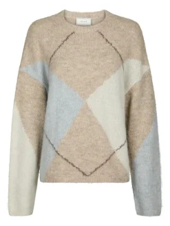 Neo Noir Inga Check Fluff Knit Striktrøje, , 36-Dame Strik & Sweatshirts