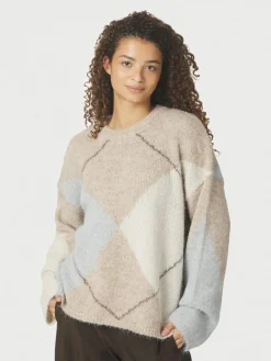 Neo Noir Inga Check Fluff Knit Striktrøje, , 36-Dame Strik & Sweatshirts
