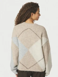 Neo Noir Inga Check Fluff Knit Striktrøje, , 36-Dame Strik & Sweatshirts