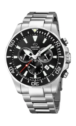 Jaguar J861 Herreur, Stål/Sort, 43 mm- Ure