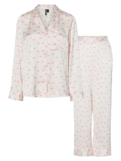 New Jytte Xmas Satin Natsæt, , M Dame Loungewear