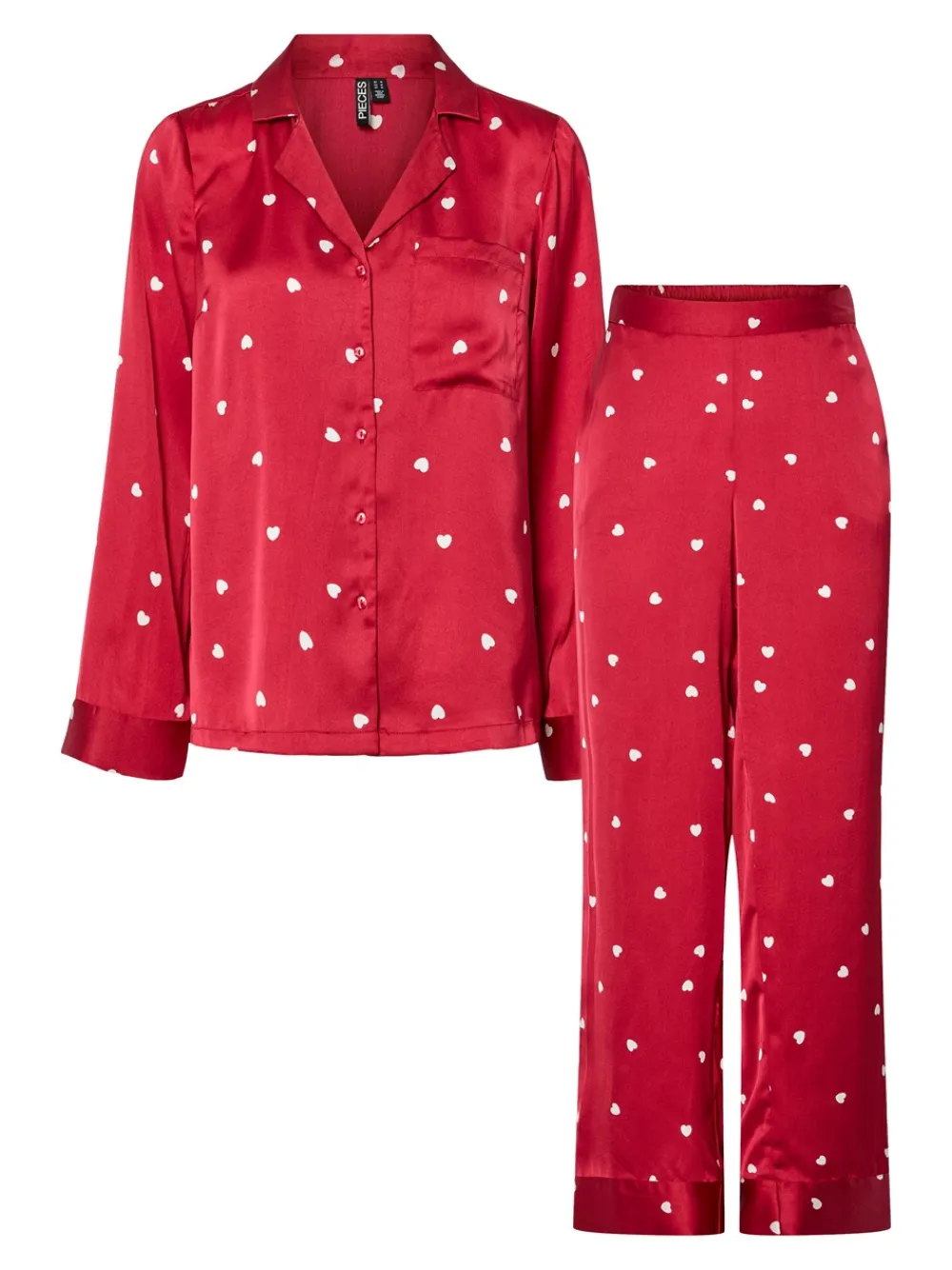 Pieces Jytte Xmas Satin Natsæt, , S-Dame Loungewear
