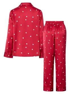 Pieces Jytte Xmas Satin Natsæt, , S-Dame Loungewear