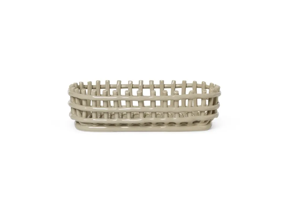ferm LIVING Keramisk Flettet Oval Kurv,- Kurve & Andet Tilbehør
