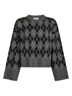 Outlet Kick Check Knit Striktrøje, , 38 Dame Strik & Sweatshirts