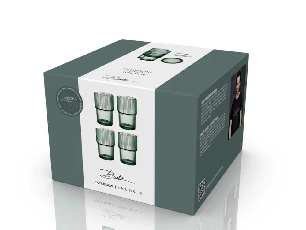 Online Kusintha 4-pak Cafeglas, Grøn, 38 cl Glas