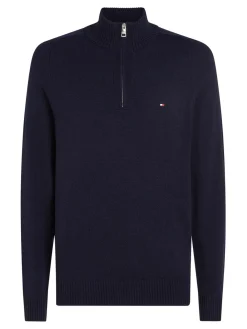 Discount Lambswool Zip Mock Striktrøje, , S Strik