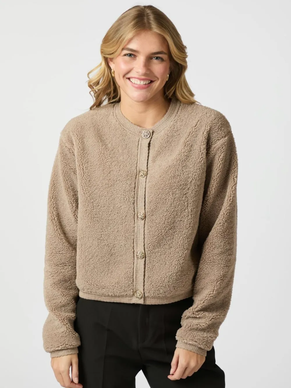 Neo Noir Limo Fluffy Knit Cardigan, , 42-Dame Cardigans