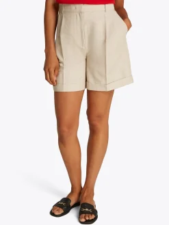 Outlet Linen Mix Pleated Shorts, , 42 Dame Shorts