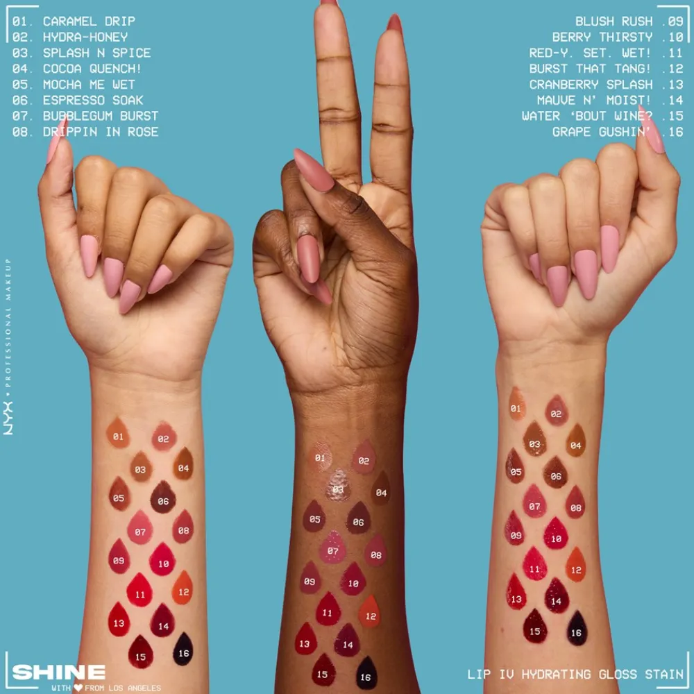 NYX Professional Makeup Lip I.V. Hydrating Gloss Stain Lipgloss,- Læber