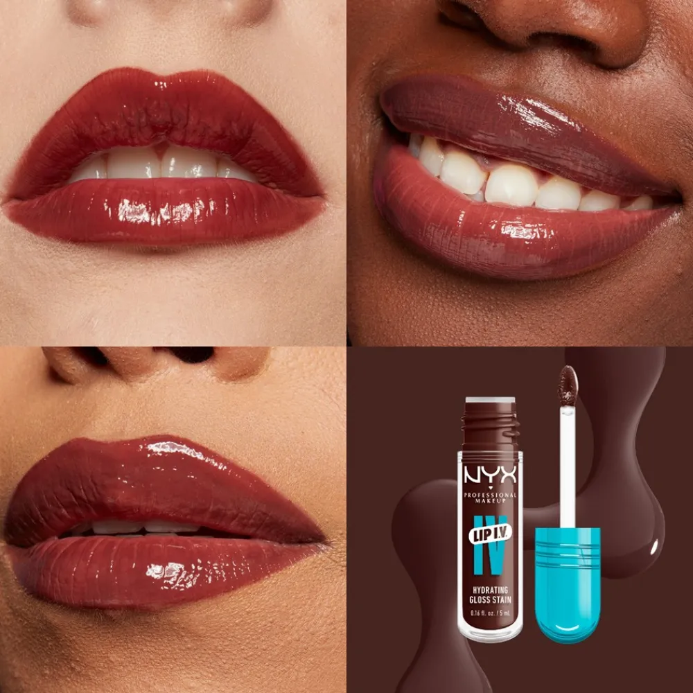 NYX Professional Makeup Lip I.V. Hydrating Gloss Stain Lipgloss,- Læber