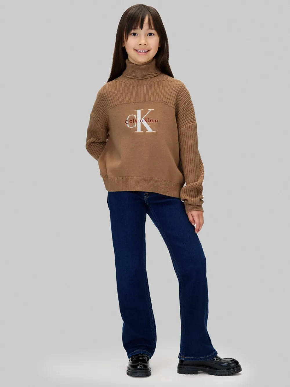 Calvin Klein Logo Rullekravstrøje, , 152 cm-Børn Strik & Sweatshirts