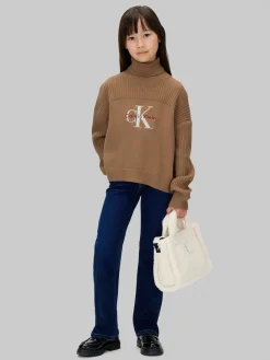 Calvin Klein Logo Rullekravstrøje, , 152 cm-Børn Strik & Sweatshirts